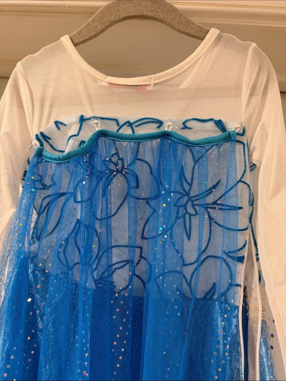 Blue White Sparkle Princess Kids Costume Dress